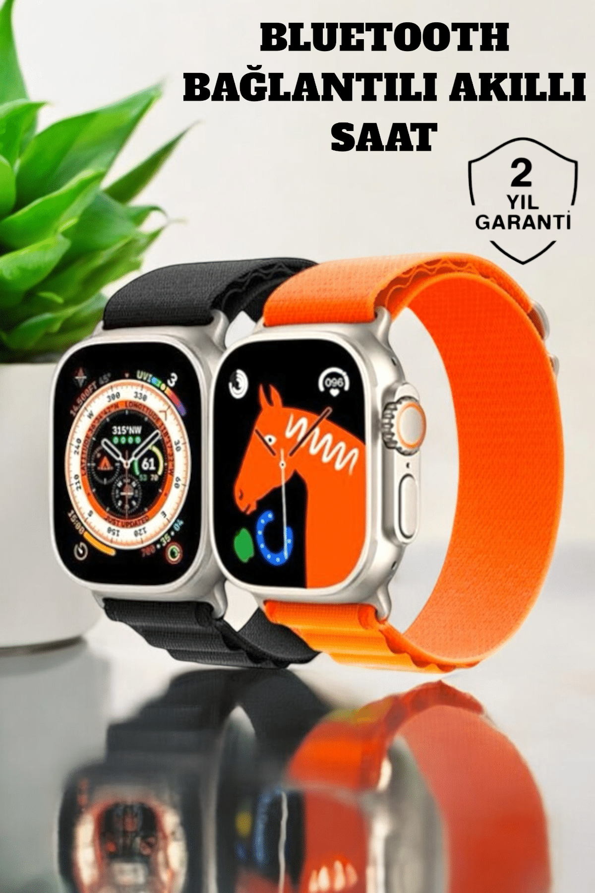 Bluetooth Bağlantılı 49MM Dokunmatik Akıllı Saat Sağlık ve Spor Takip Özellikli