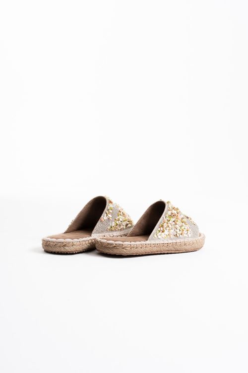 Dennis Kadın Bej Taş İşlemeli Terlik