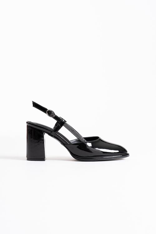 Denma Siyah Rugan Kadın Topuklu Ayakkabı