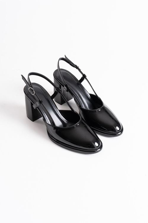 Denma Siyah Rugan Kadın Topuklu Ayakkabı