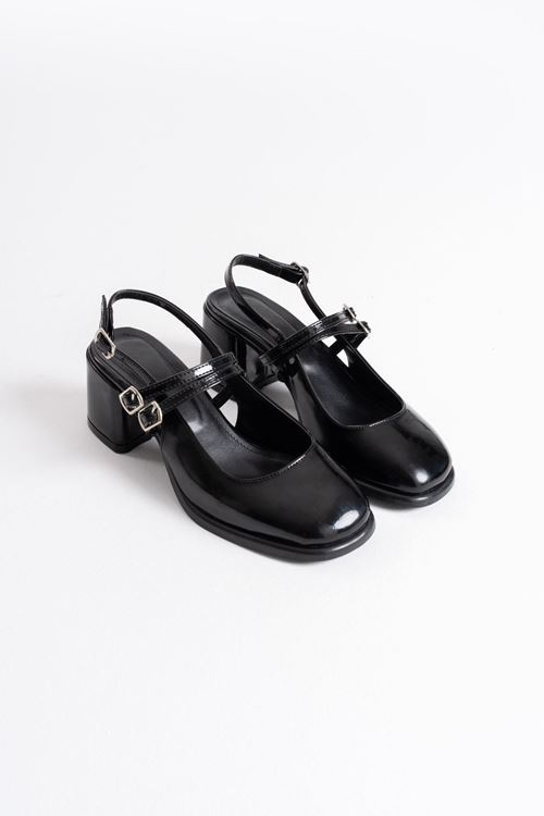 Faye Siyah Rugan Kadın Topuklu Ayakkabı