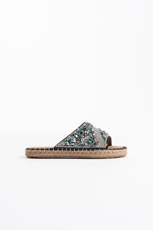 Dennis Kadın Siyah Taş İşlemeli Terlik