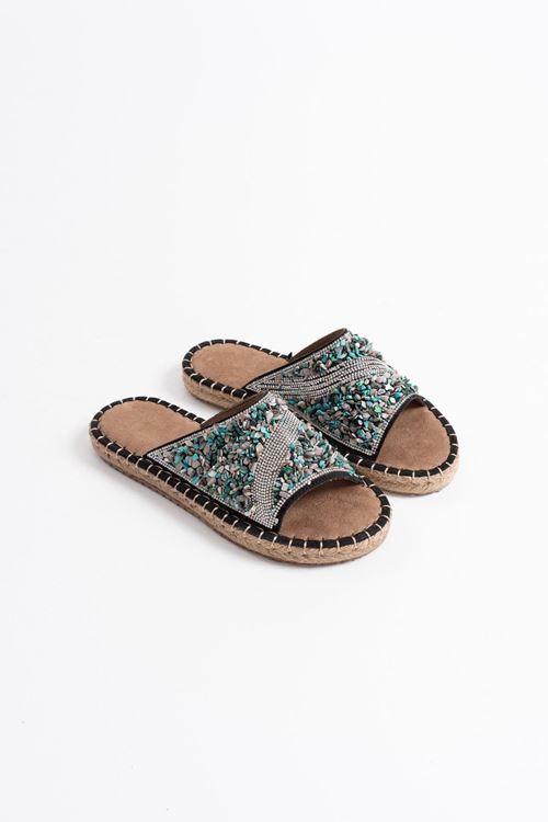 Dennis Kadın Siyah Taş İşlemeli Terlik