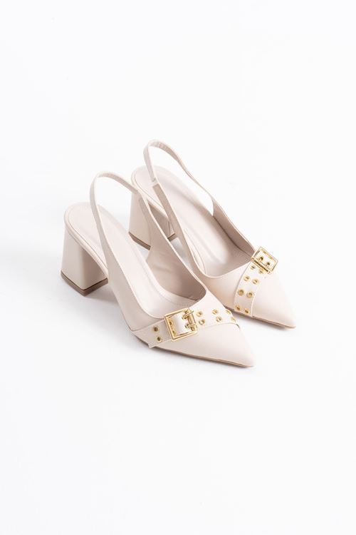 Keira Bej Cilt Kadın Topuklu Ayakkabı