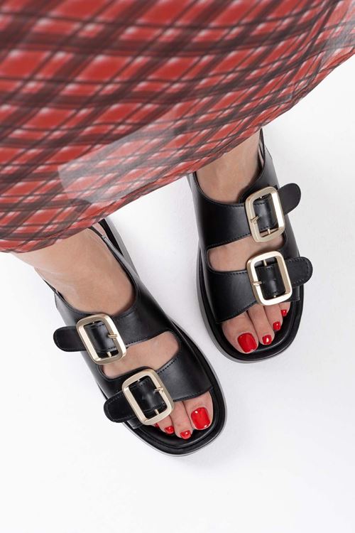 Shery Siyah Cilt Sandalet