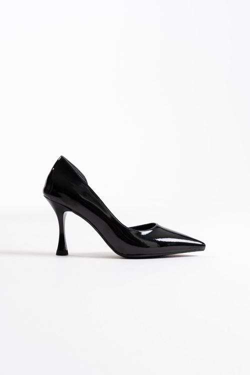 Angela Kadın Siyah Rugan Topuklu Ayakkabı