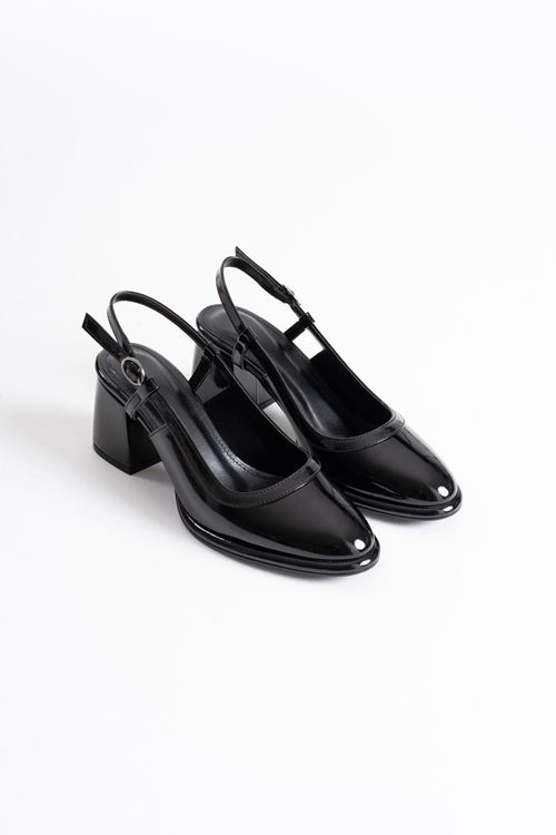 Taila Siyah Rugan Kadın Topuklu Ayakkabı