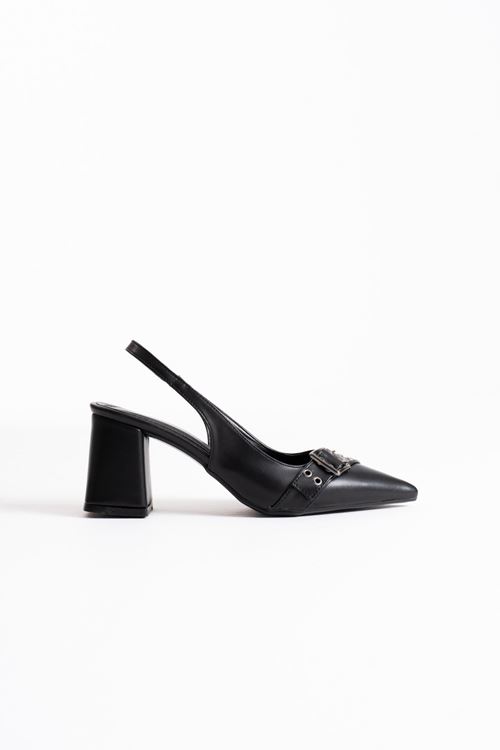 Keira Siyah Cilt Kadın Topuklu Ayakkabı