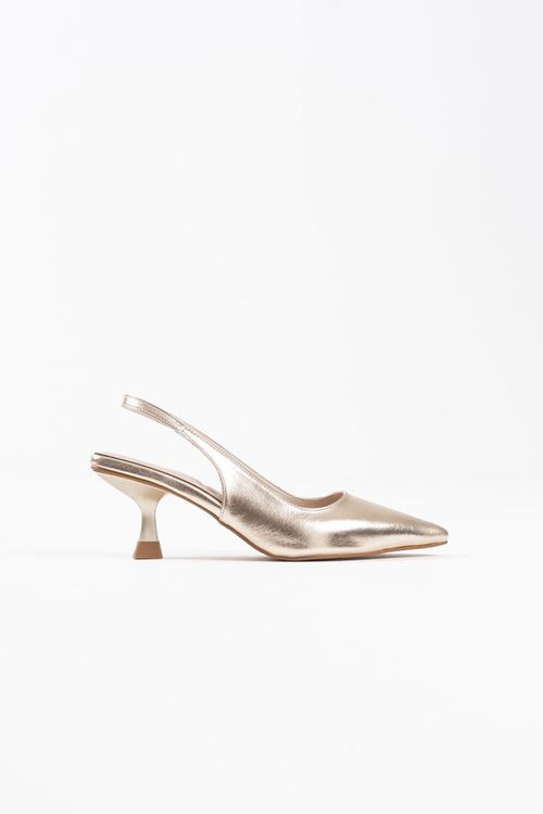 Angelica Kadın Altın Kırışık Rugan Topuklu Ayakkabı