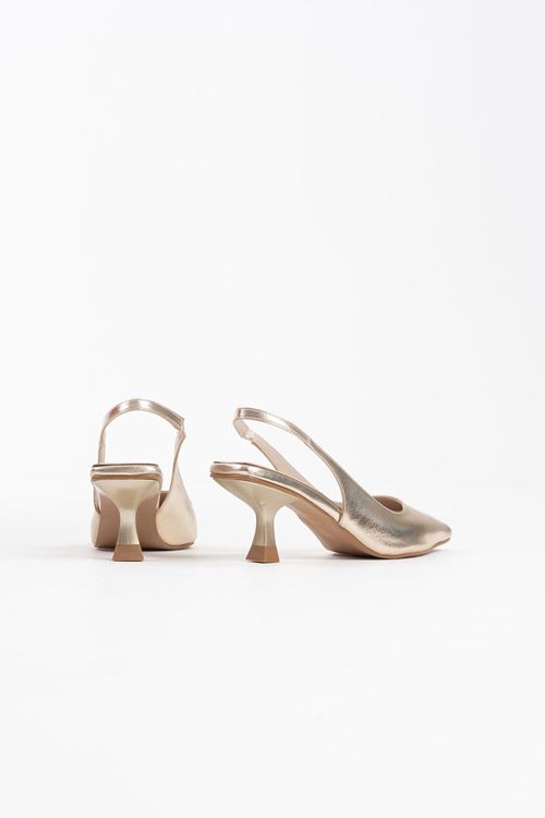 Angelica Kadın Altın Kırışık Rugan Topuklu Ayakkabı