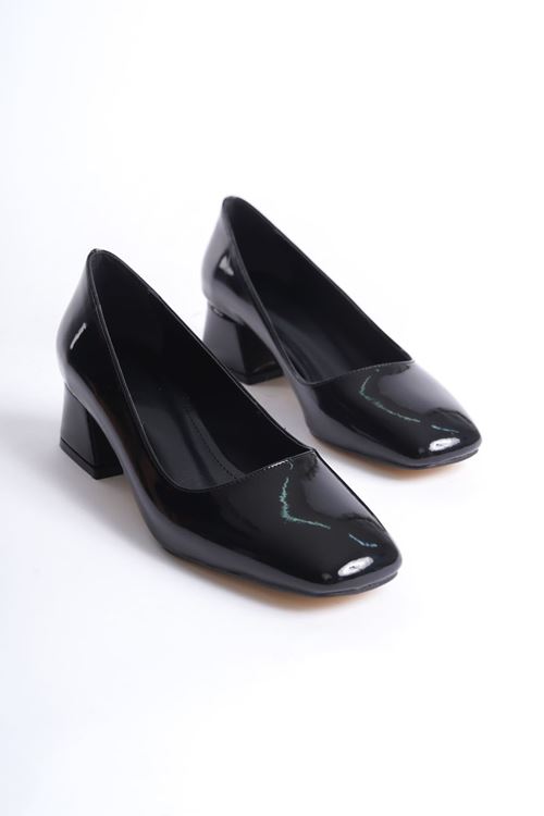 Clay Kadın Siyah Rugan Topuklu Ayakkabı