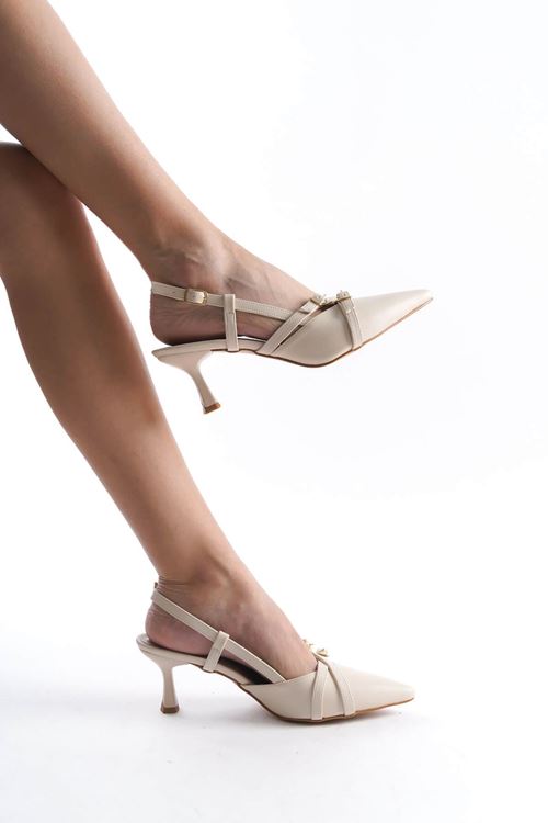 Perla Kadın Bej Topuklu Ayakkabı