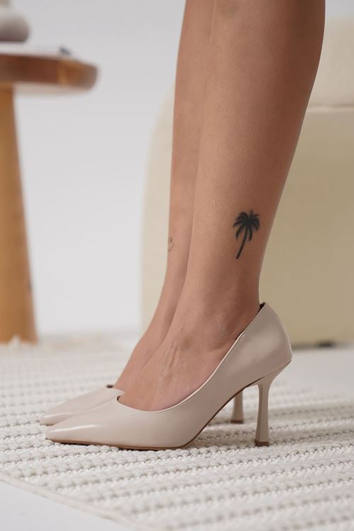 Zelena Kadın Mat Bej Stiletto