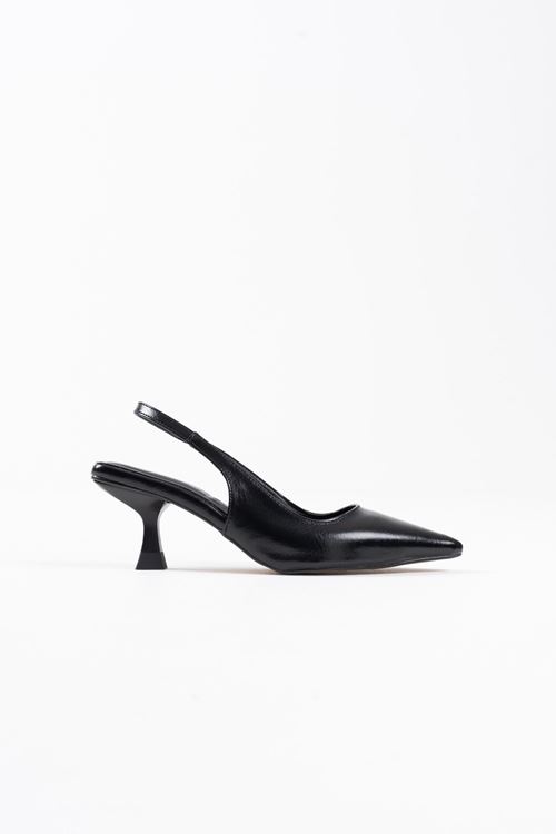 Angelica Kadın Siyah Kırışık Rugan Topuklu Ayakkabı