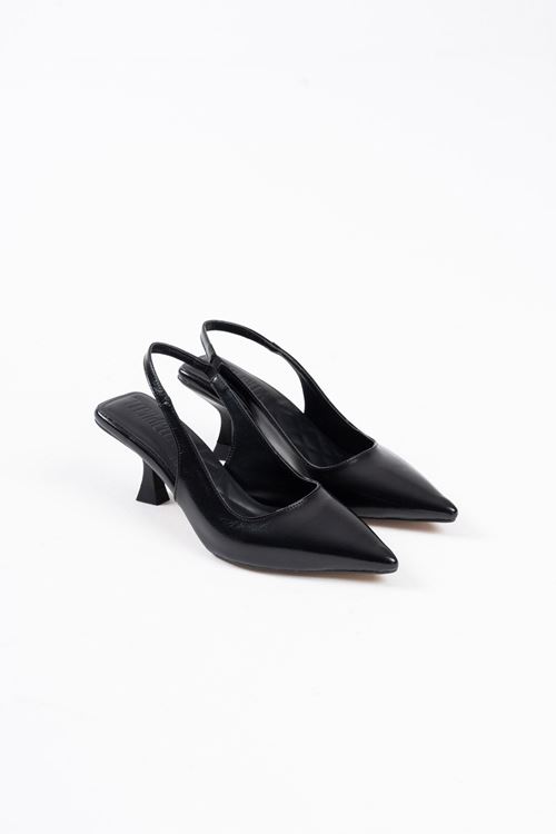 Angelica Kadın Siyah Kırışık Rugan Topuklu Ayakkabı