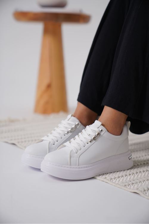 Nova Kadın Gümüş Detaylı Beyaz Sneaker