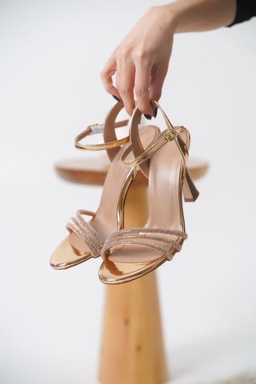 Lilia Kadın Rose Gold Taşlı Sandalet