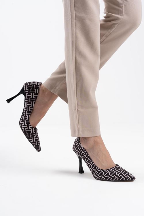 Kelsey Kadın Siyah Desenli Stiletto