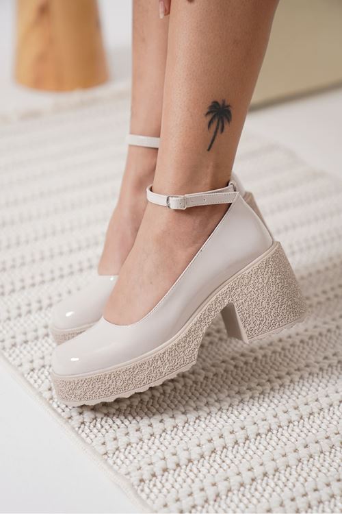 Marla Kadın Bej Rugan Bilekten Baretli Günlük Ayakkabı