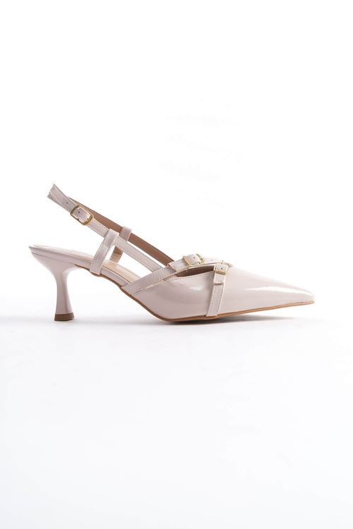 Perla Kadın Bej Rugan Topuklu Ayakkabı