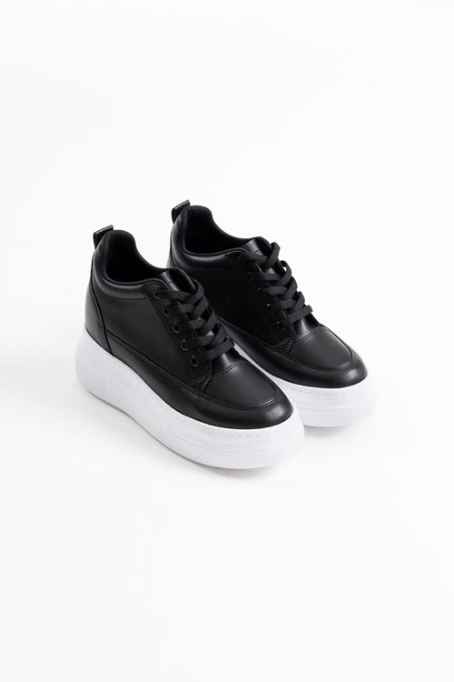 Lauren Kadın Gizli Topuk Beyaz Tabanlı Siyah Spor Ayakkabı