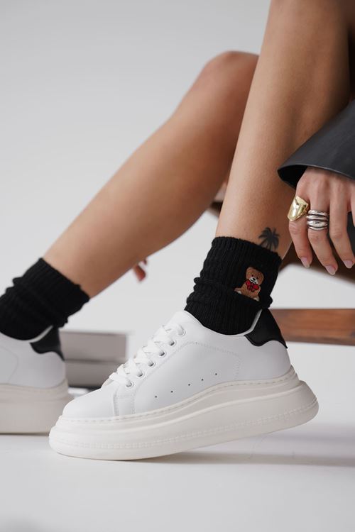 Bella Beyaz Arkası Siyah Kadın Spor Ayakkabı