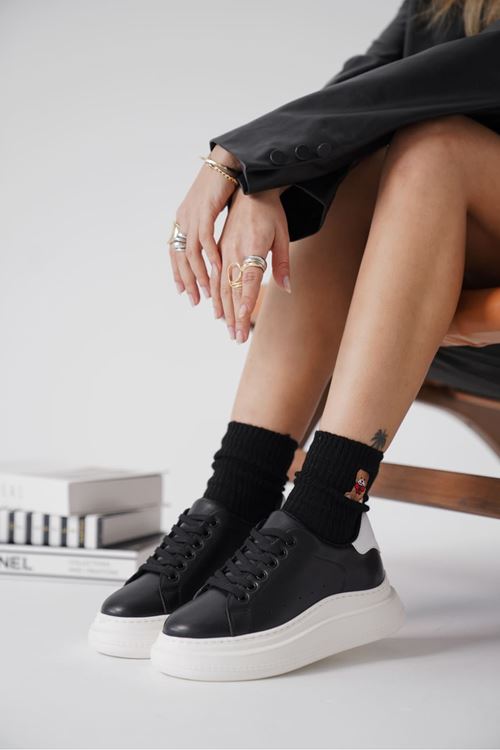 Bella Siyah Beyaz Kadın Spor Ayakkabı