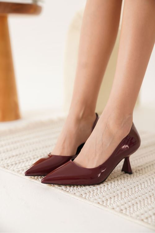 Seraphine Kadın Bordo Rugan Topuklu Ayakkabı