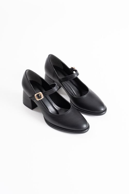 Kelly Siyah Cilt Kadın Topuklu Ayakkabı