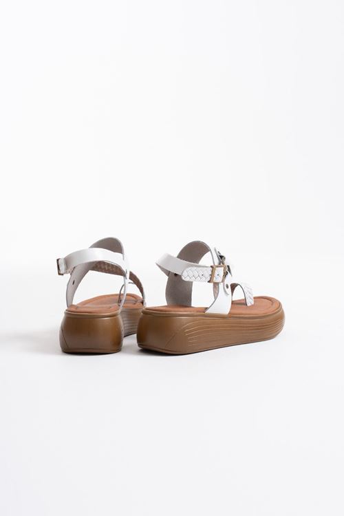 Likya Beyaz Hakiki Deri Sandalet