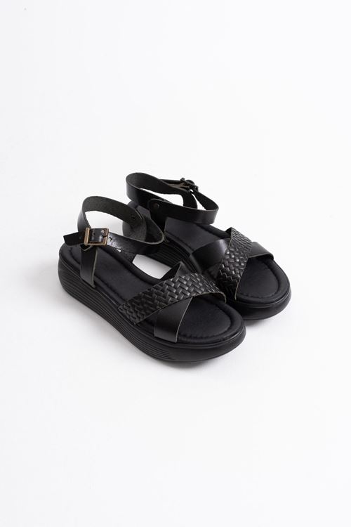 Orwell Siyah Hakiki Deri Sandalet