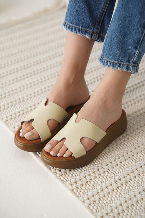 Borlina Bej Hakiki Deri Terlik