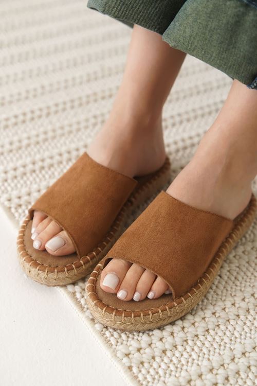 Grey Süet Taba Kadın Terlik