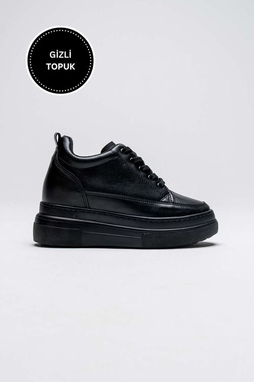 Lauren Kadın Gizli Topuk Mat Siyah Spor Ayakkabı
