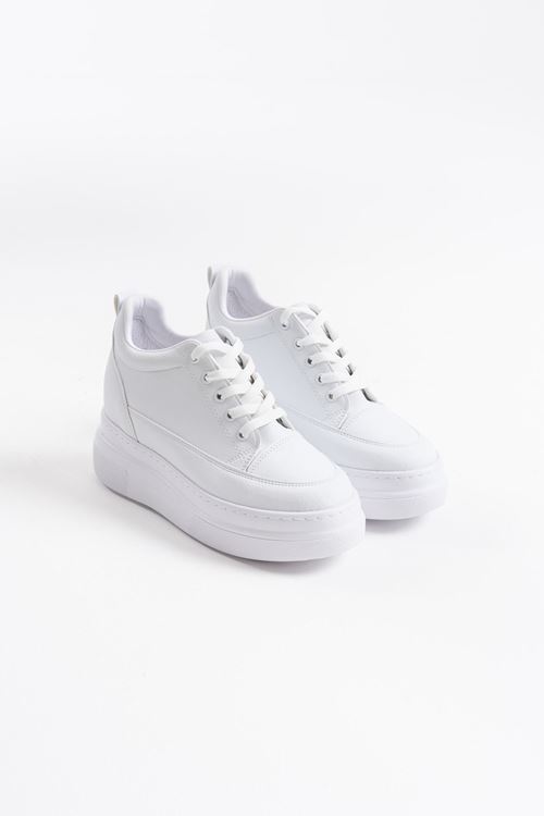 Lauren Kadın Gizli Topuk Mat Beyaz Spor Ayakkabı