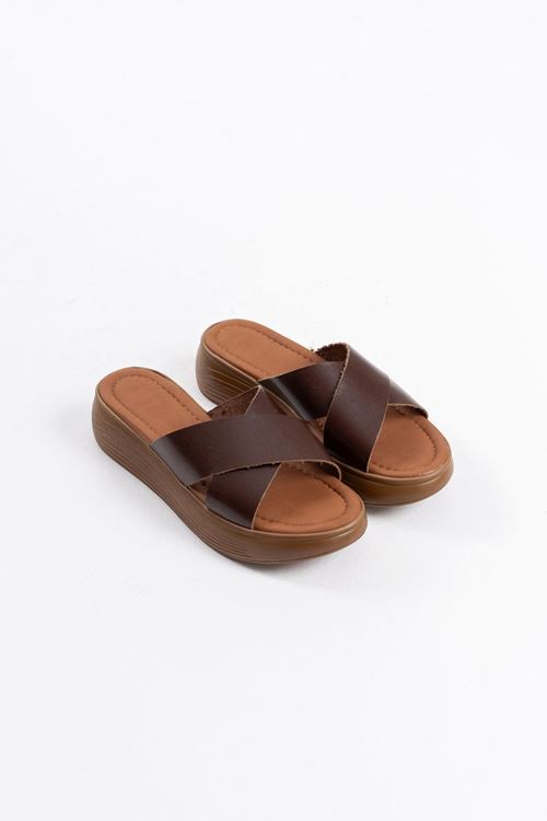 Borlina Acı Kahve Hakiki Deri Terlik