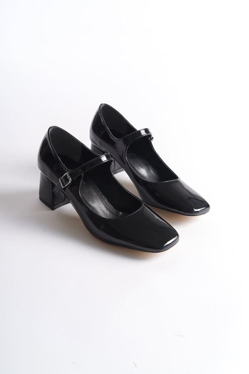 Rosalie Siyah Rugan Topuklu Kadın Ayakkabı