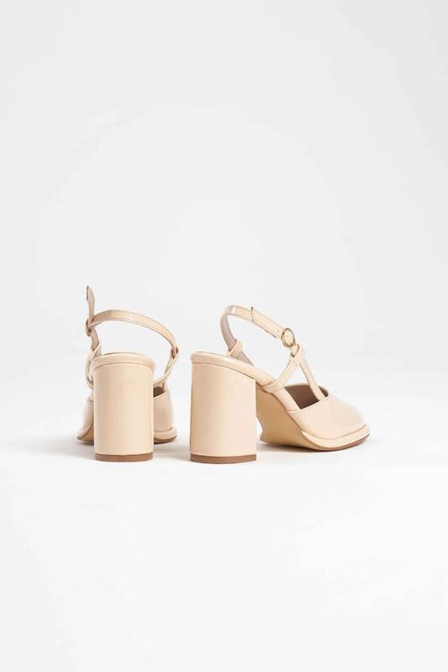 Denma Açık Sarı Rugan Kadın Topuklu Ayakkabı