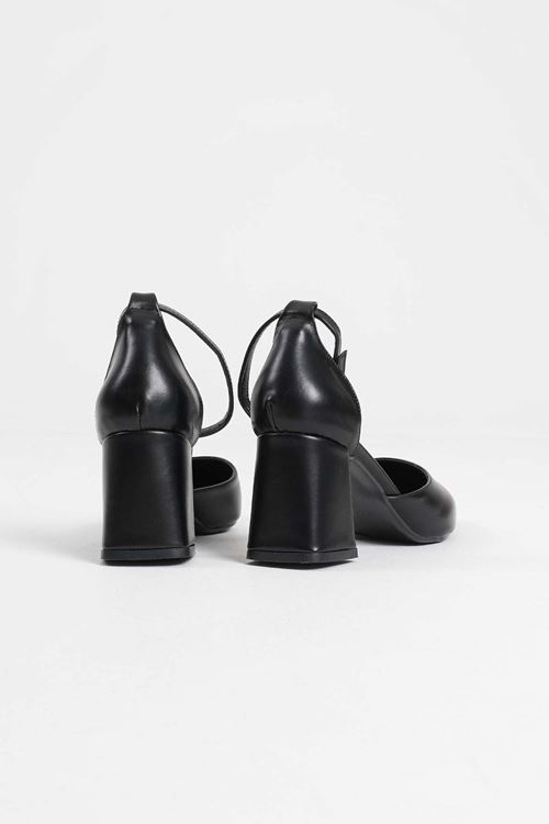 Doren Siyah Cilt Kadın Topuklu Ayakkabı