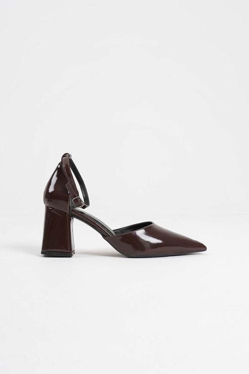 Doren Acı Kahve Rugan Kadın Topuklu Ayakkabı