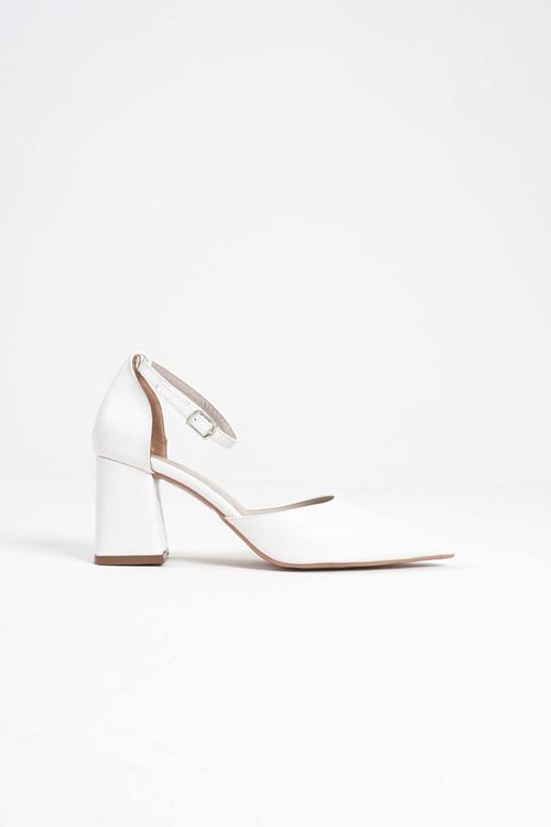 Doren Beyaz Cilt Kadın Topuklu Ayakkabı