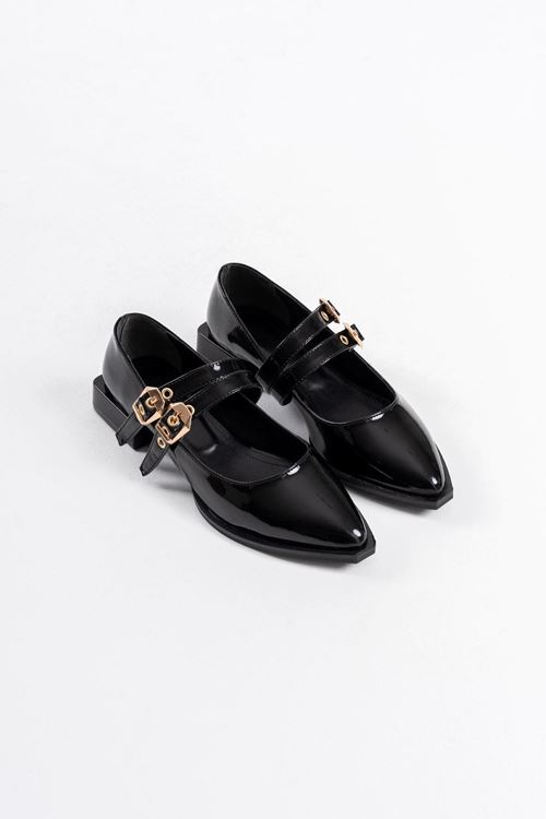 Murder Siyah Rugan Kemer Detaylı Kadın Topuklu Ayakkabı