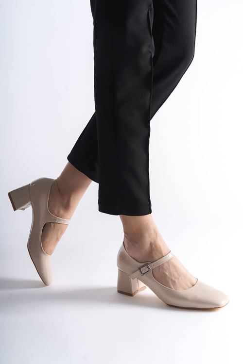 Rosalie Bej Rugan Topuklu Kadın Ayakkabı