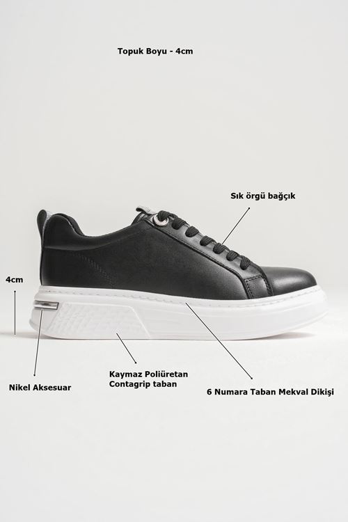 Liza Kadın Şık Günlük Siyah Sneaker