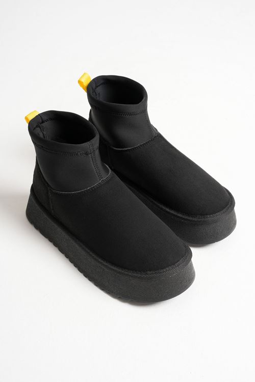 Nadia Kadın Siyah Kışlık İçi Kürklü Kalın Taban Bot