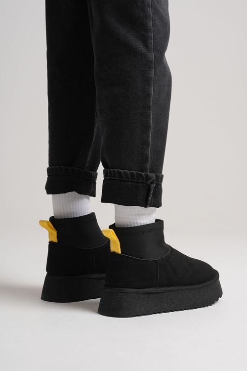 Nadia Kadın Siyah Kışlık İçi Kürklü Kalın Taban Bot