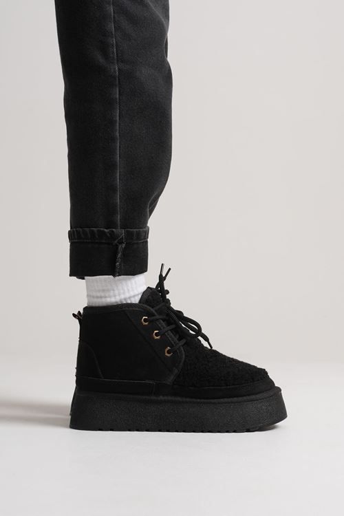 Loana Siyah Kürklü Kadın Kışlık Kalın Tabanlı Bot