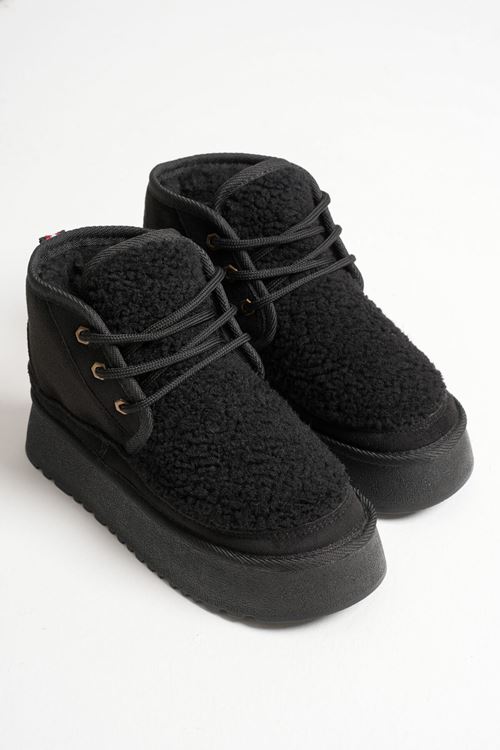 Loana Siyah Kürklü Kadın Kışlık Kalın Tabanlı Bot