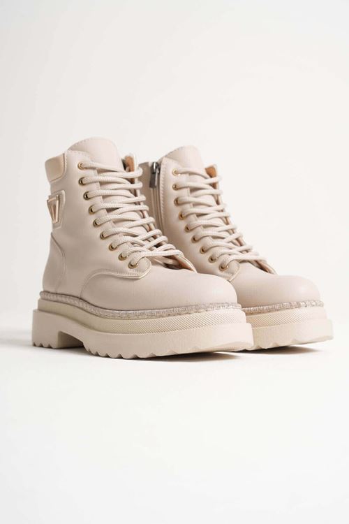 Fiora Özel Tasarım Kadın Kışlık Kalın Tabanlı Bej Bot