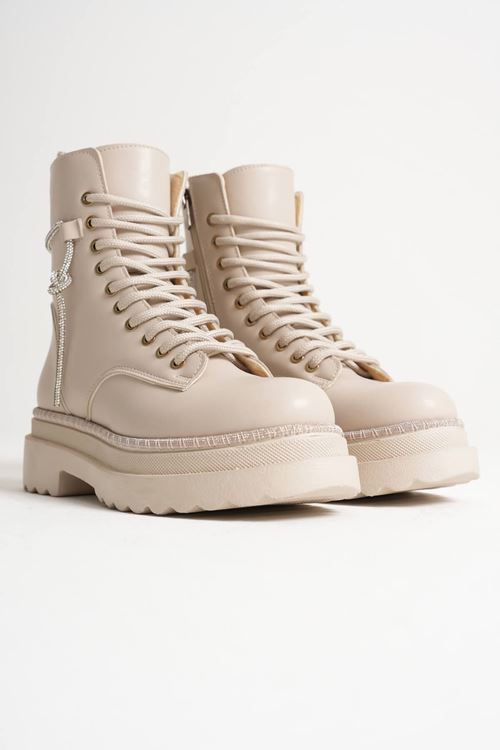 Karma Özel Tasarım Kışlık Bej Kalın Tabanlı Kadın Bot